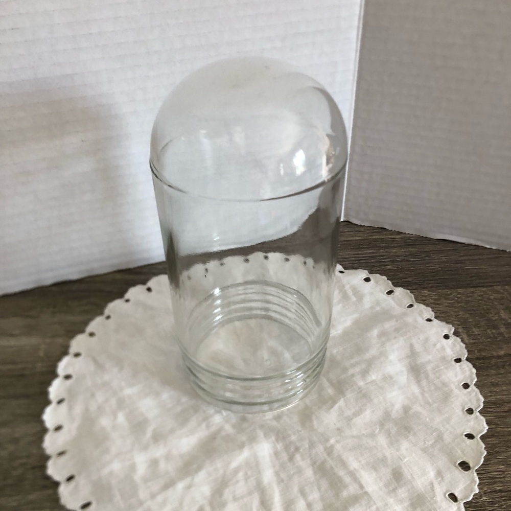 Vtg Industrial Light Fixture Clear Glass Globe